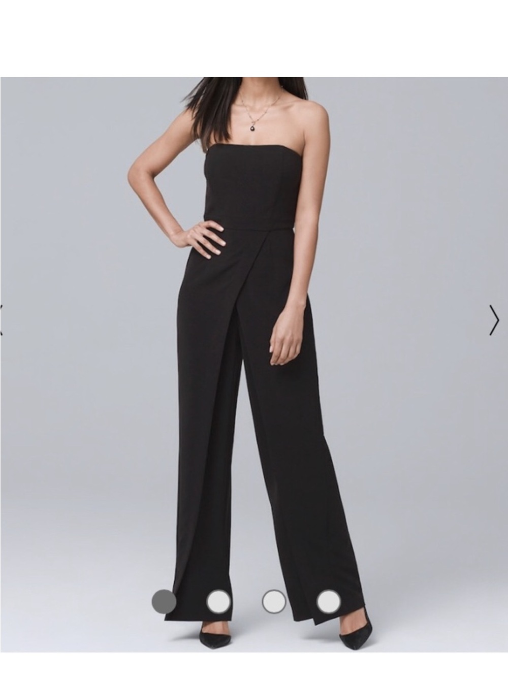 White House Black Market Strapless Black Wide-Leg Romper Jumpsuit